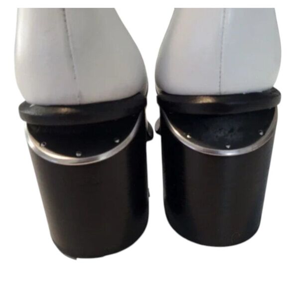 Alexander Wang Size 39.5 / US 9 Anna White Leather Bootie Block Heel with metal - Picture 8 of 16